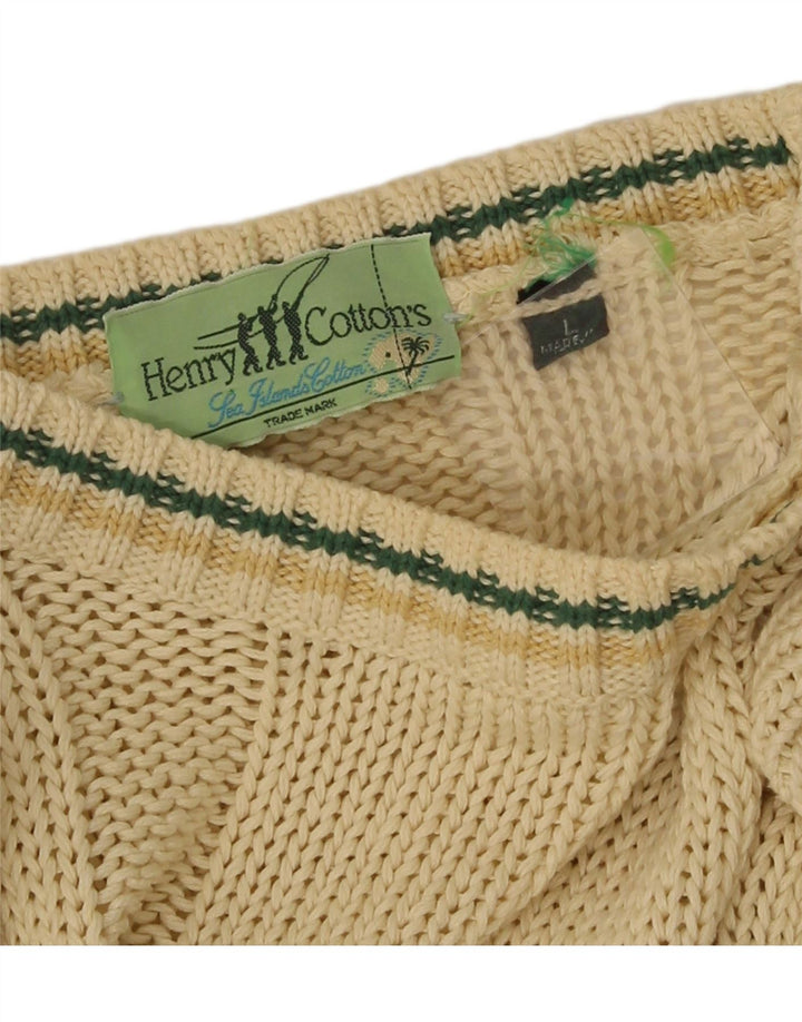Henry Cottons Herren-Pullover mit U-Boot-Ausschnitt, Größe L, Gelb