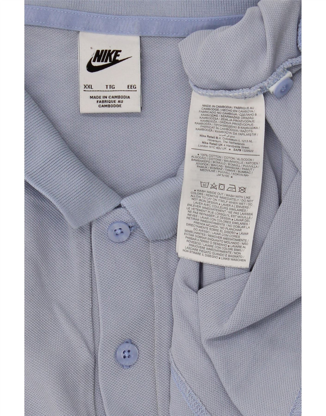 NIKE Mens Polo Shirt 2XL Blue Cotton Vintage Nike and Second-Hand Nike from Messina Hembry 