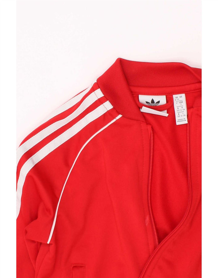 Adidas Jungen-Trainingsanzug-Top-Jacke, 6–7 Jahre, rotes Polyester