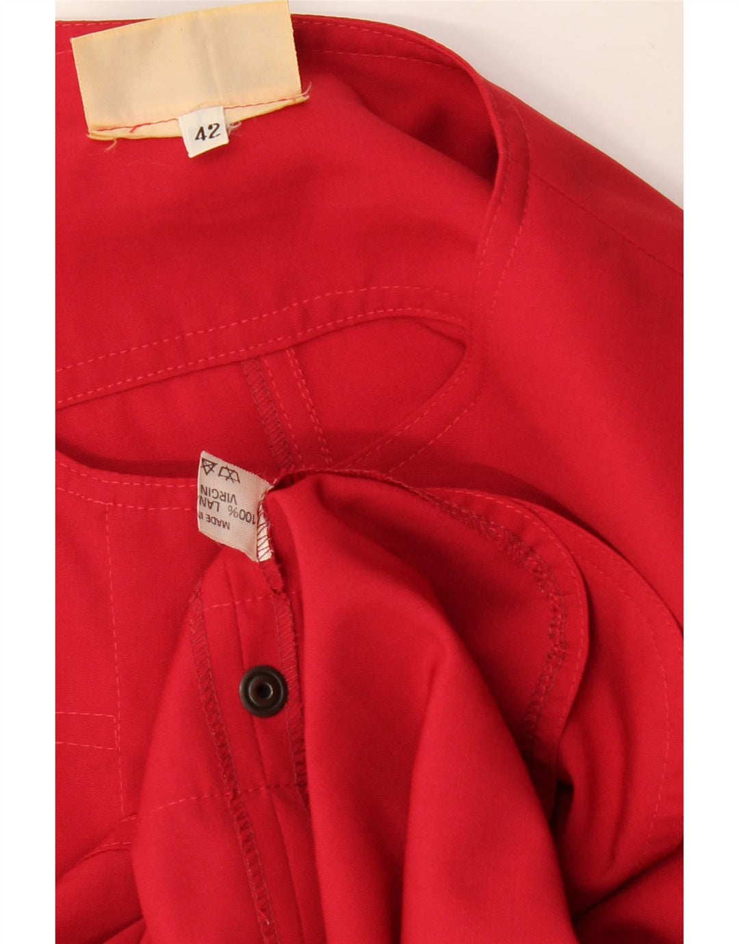 VINTAGE Damen Hemdbluse IT 42 Mittelrote Schurwolle