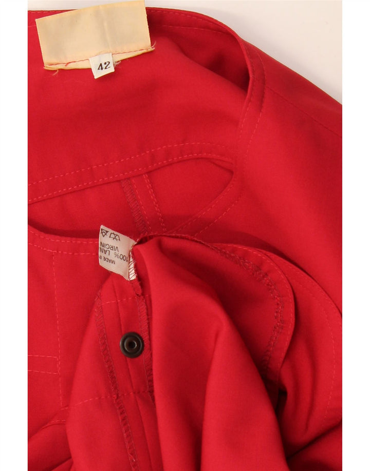 VINTAGE Damen Hemdbluse IT 42 Mittelrote Schurwolle