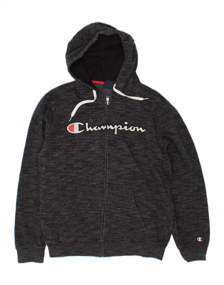 CHAMPION Mens Graphic Zip Hoodie Sweater Medium Grey Flecked Cotton Vintage Champion and Second-Hand Champion from Messina Hembry 