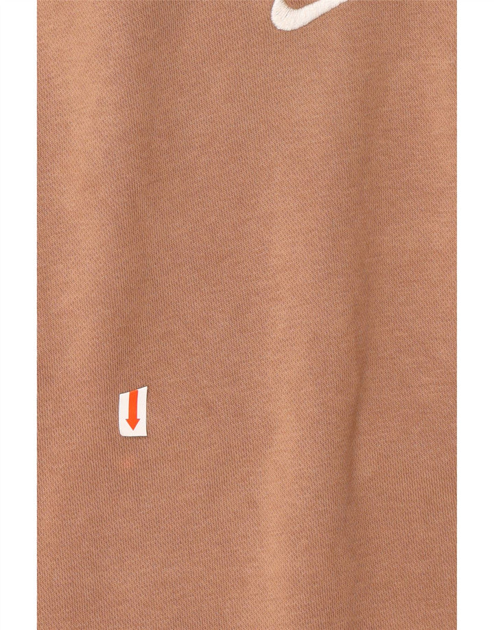 NIKE Womens Oversized Hoodie Jumper UK 10 Small Brown Cotton
