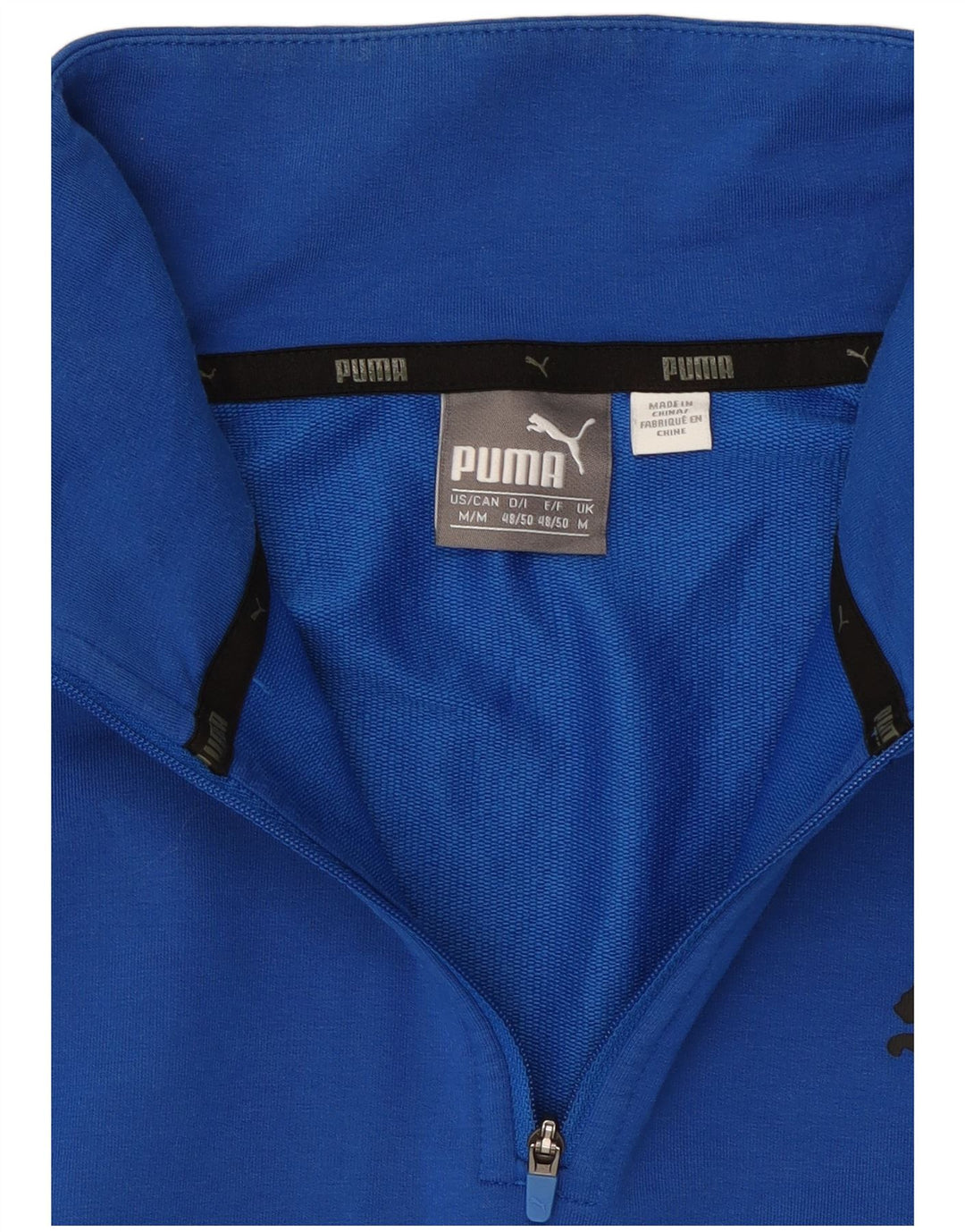 PUMA Herren-Sweatshirt mit Reißverschluss am Hals, Mittelblau, Farbblock