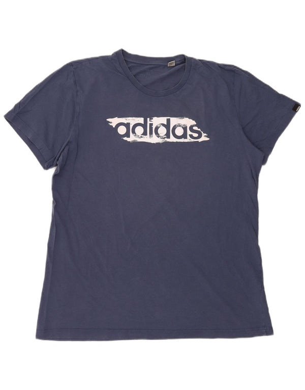 Adidas Mens Graphic T-Shirt Top XL Navy Blue Cotton
