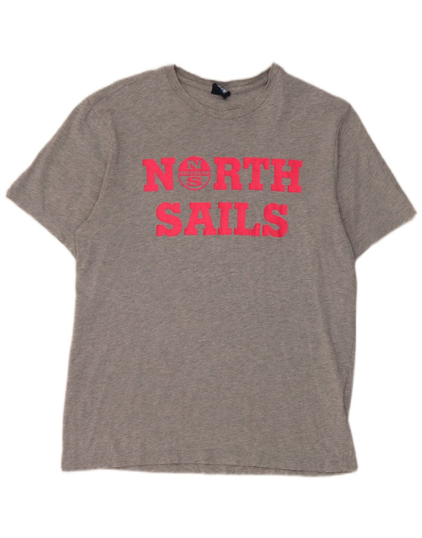 North Sails Damen Übergroßes Grafik-T-Shirt-Oberteil UK 2 2XS Graue Baumwolle
