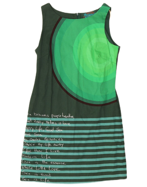 Desigual Damen Grafisches ärmelloses Etuikleid EU 40 Mittelgrün gestreift