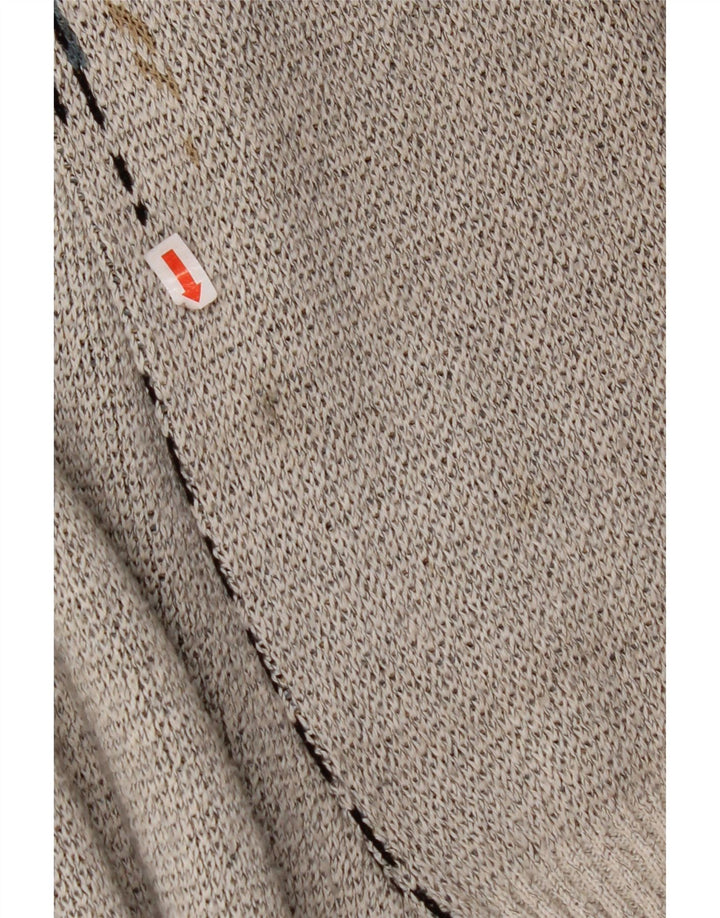 VINTAGE Herren-Pullover mit V-Ausschnitt, groß, grau, geometrisch