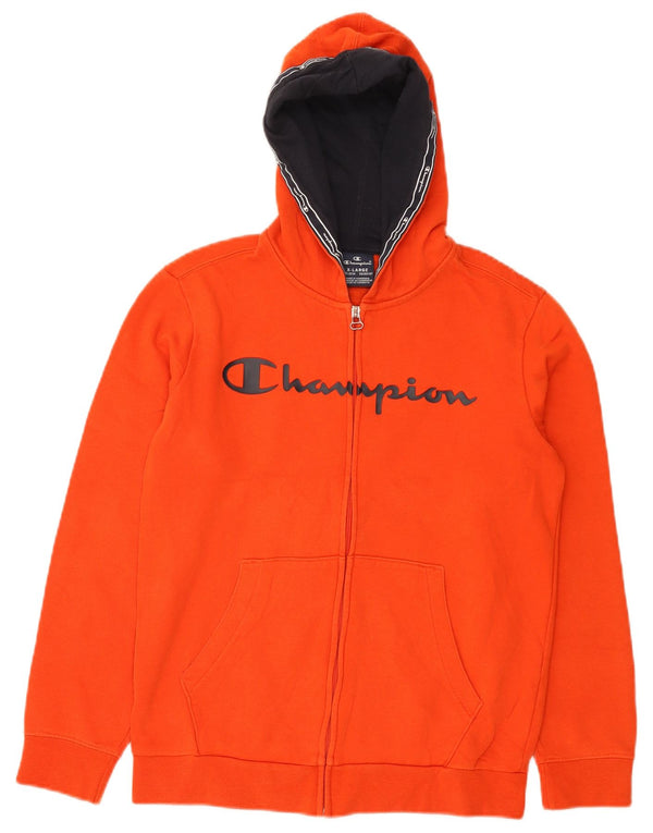 Champion Jungen-Kapuzenpullover mit grafischem Reißverschluss, 13–14 Jahre, XL, Orange, Baumwolle