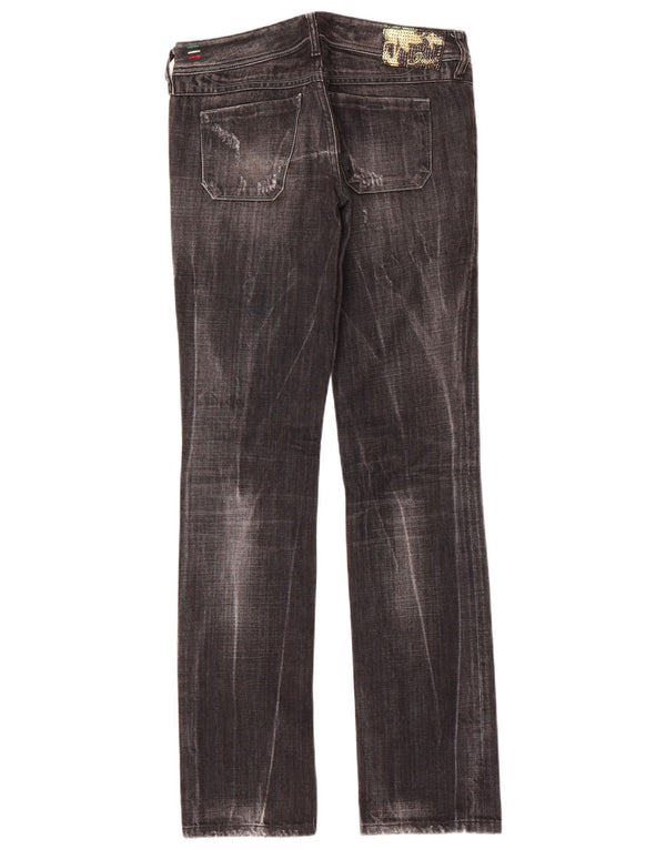 Diesel Damen Lowky Distressed Slim Straight Jeans W27 L32 Schwarze Baumwolle