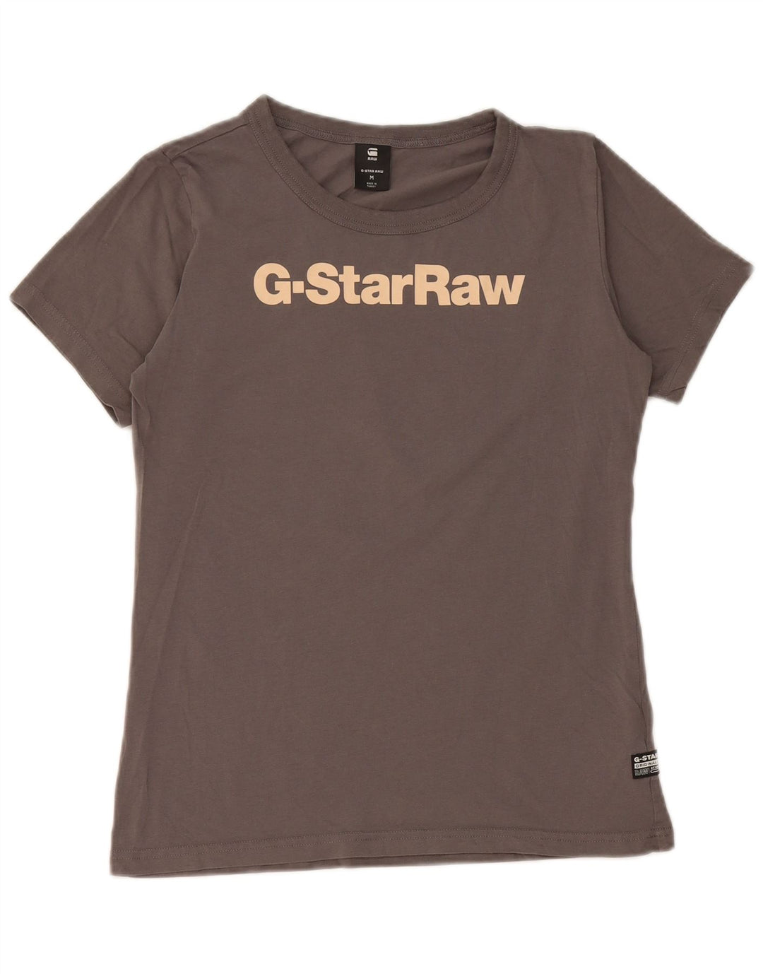 G-Star Damen Grafik-T-Shirt-Oberteil UK 12 Mittelgraue Baumwolle