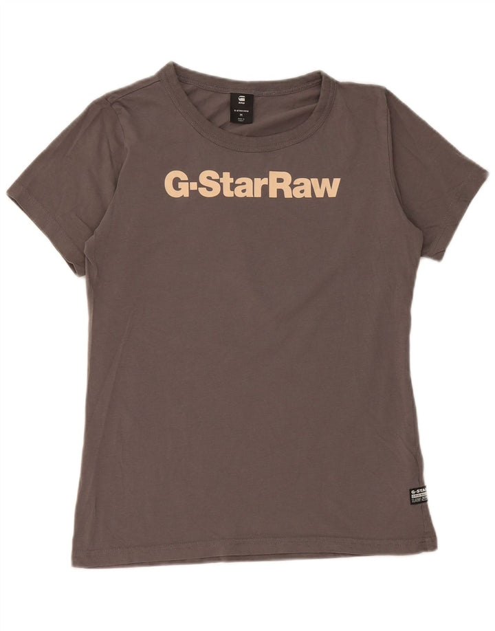 G-Star Damen Grafik-T-Shirt-Oberteil UK 12 Mittelgraue Baumwolle