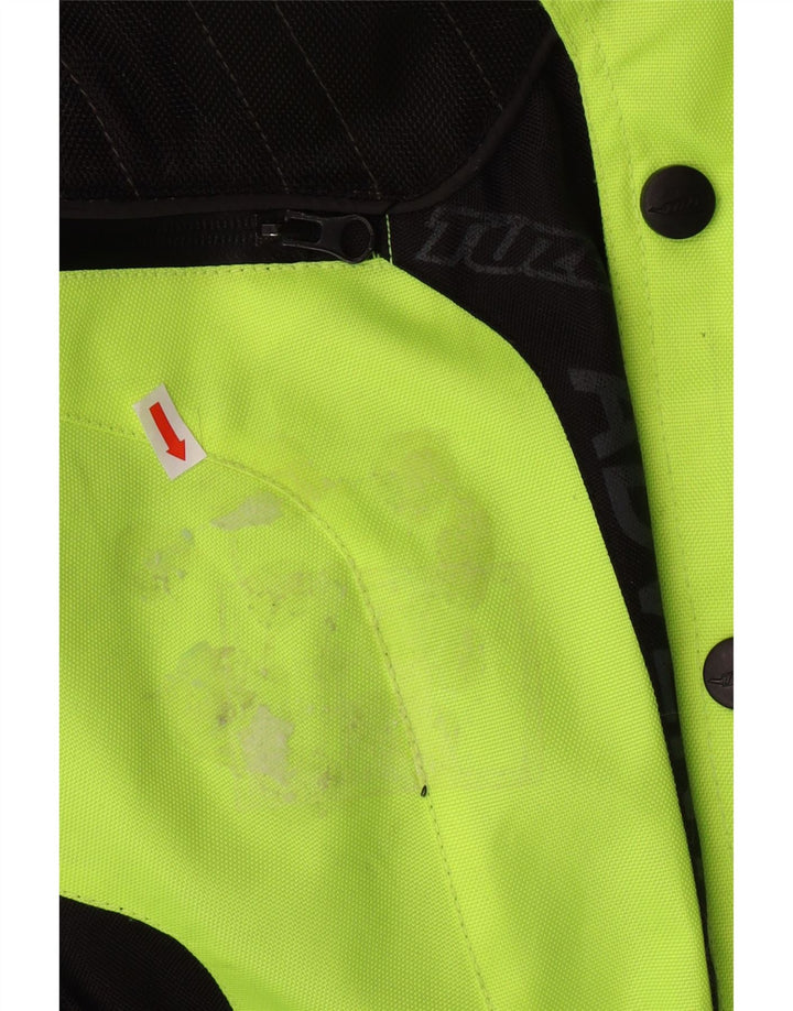 VINTAGE Herren Graphic Moto Racer Bomberjacke UK 44 2XL Grüner Farbblock