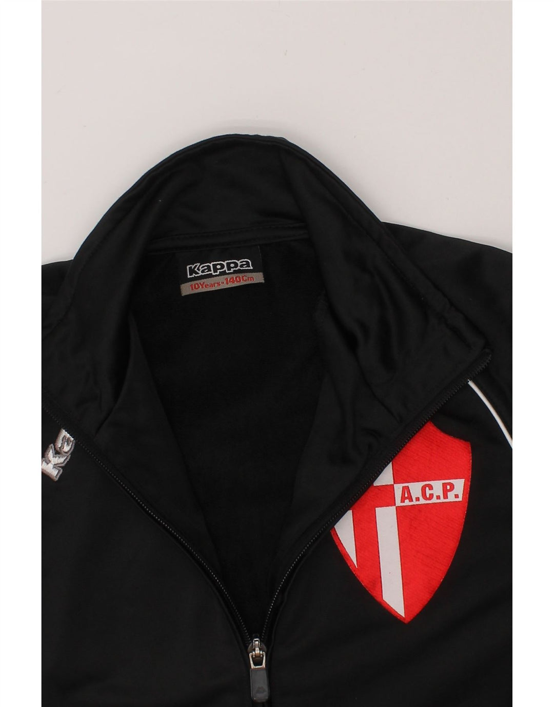 KAPPA Boys Graphic Tracksuit Top Jacket 9-10 Years Black Colourblock Vintage Kappa and Second-Hand Kappa from Messina Hembry 