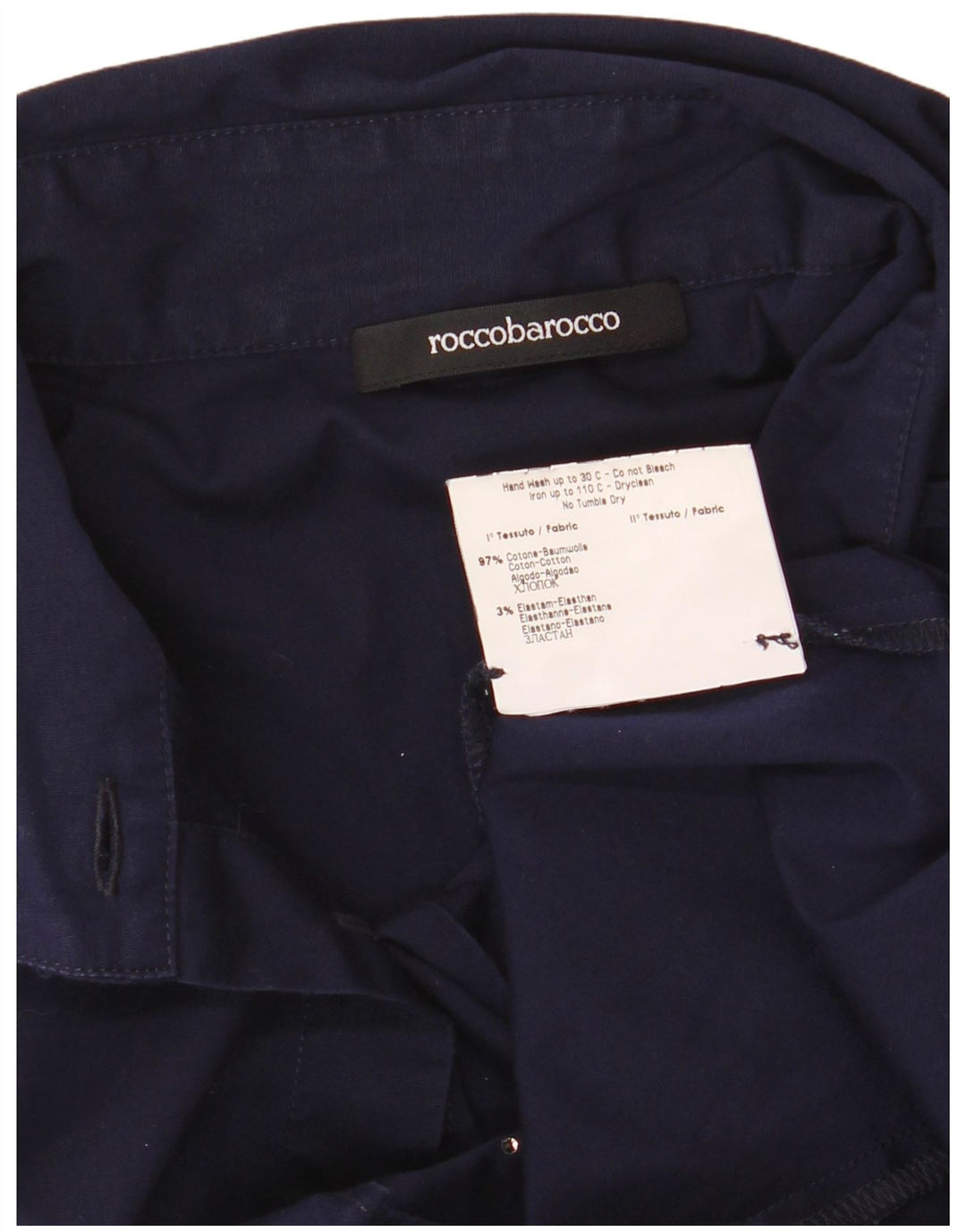 Roccobarocco Damen Grafik-Hemdbluse IT 44 Mittelmarineblaue Baumwolle