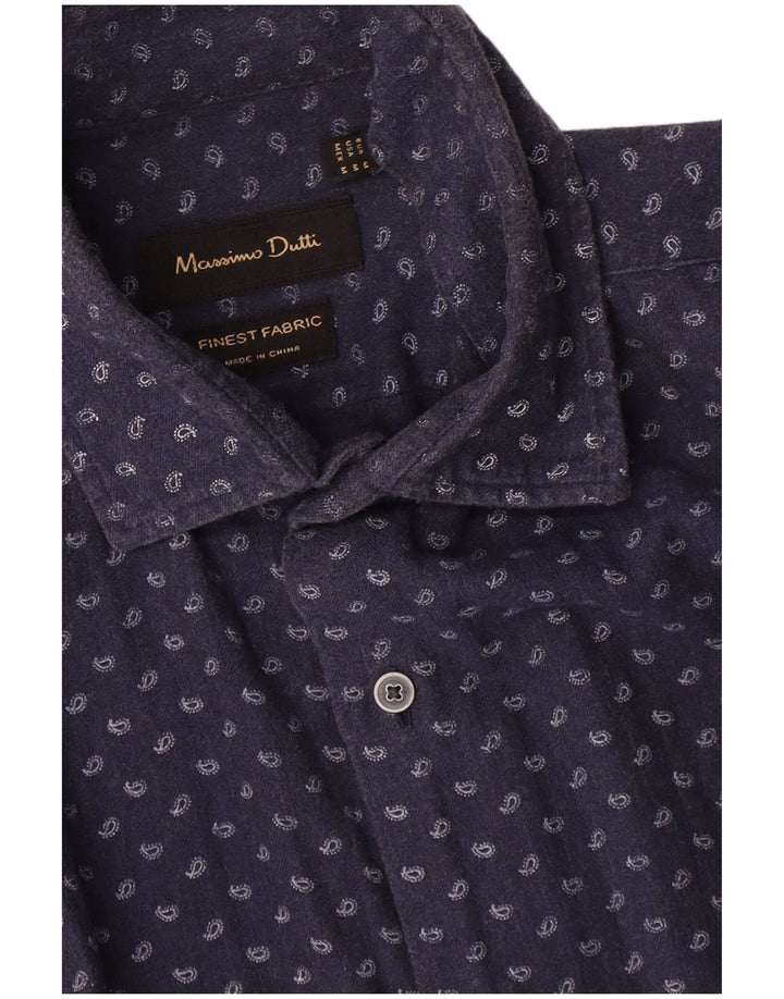 Massimo Dutti Herrenhemd aus mittelblauer Paisley-Baumwolle in Marineblau