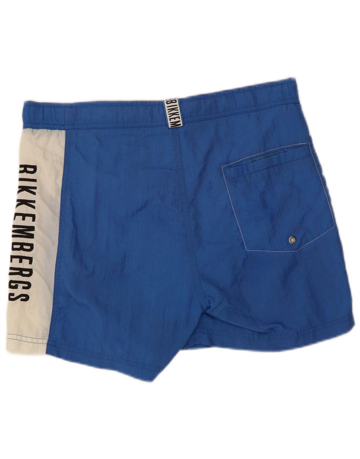 Bikkembergs Herren-Badeshorts mit Grafik, mittelblaues Colourblock-Polyamid