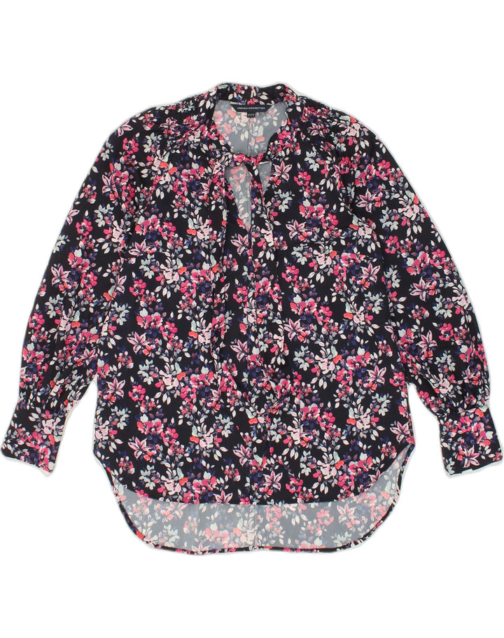 FRENCH CONNECTION Womens Shirt Blouse UK 10 Small Black Floral Polyester | Vintage French Connection | Thrift | Second-Hand French Connection | Used Clothing | Messina Hembry 
