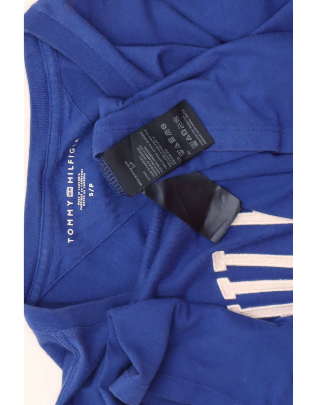 Tommy Hilfiger Herren-T-Shirt mit normaler Grafik, Größe S, Blau, Baumwolle