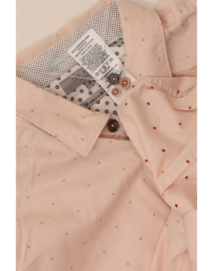 Ted Baker Herrenhemd Größe 3 Mittelrosa gepunktete Baumwolle