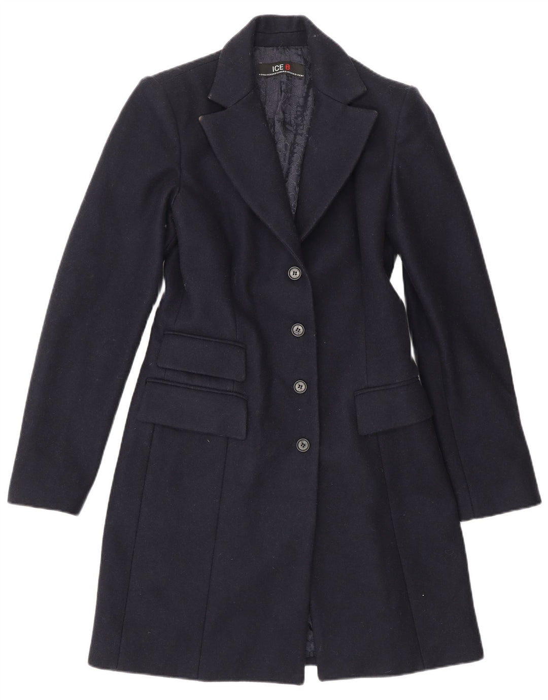 Iceberg Damenmantel UK 10 Small Marineblaue Wolle