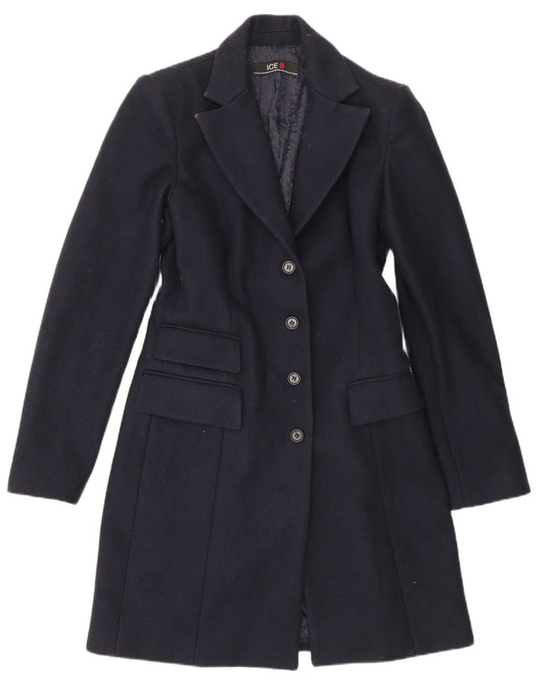 Iceberg Damenmantel UK 10 Small Marineblaue Wolle