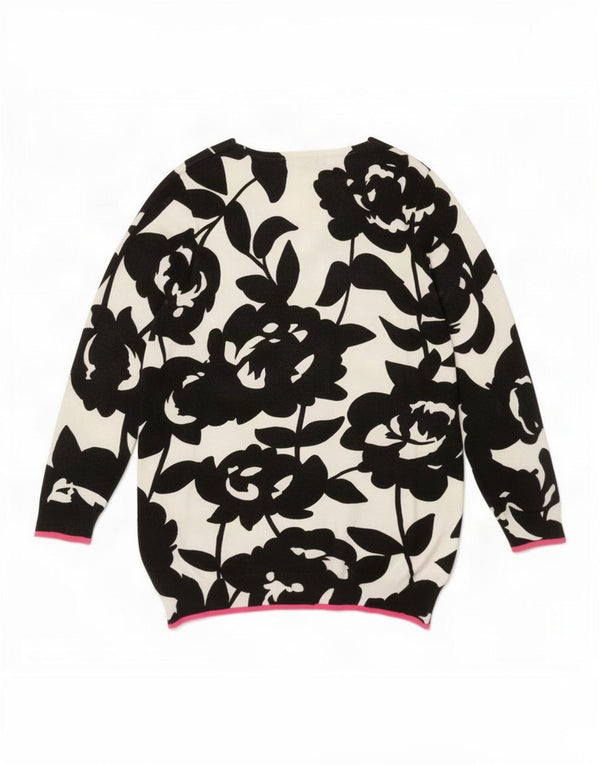 Marks & Spencer Damen-Pullover mit V-Ausschnitt, UK 22 3XL, gebrochenes Weiß mit Blumenmuster