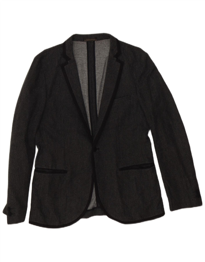 Zara Herren-Blazer mit 1 Knopf, EU 50, mittelgraue Viskose
