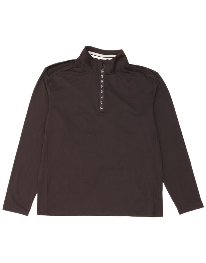Calvin Klein Herren Golf Zip Neck Pullover Trainingsanzug Top XL Schwarz Polyester