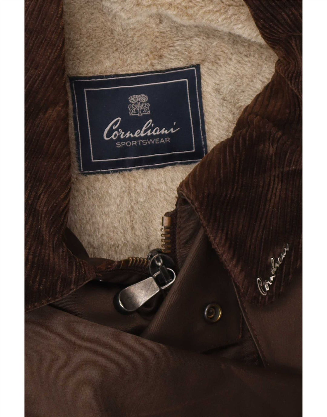 Corneliani Herren Sherpa Utility Jacke IT 56 3XL Braune Baumwolle