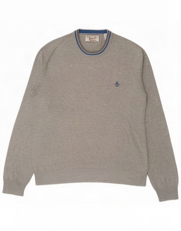 Penguin Herren-Pullover mit Rundhalsausschnitt, Mittelgrau