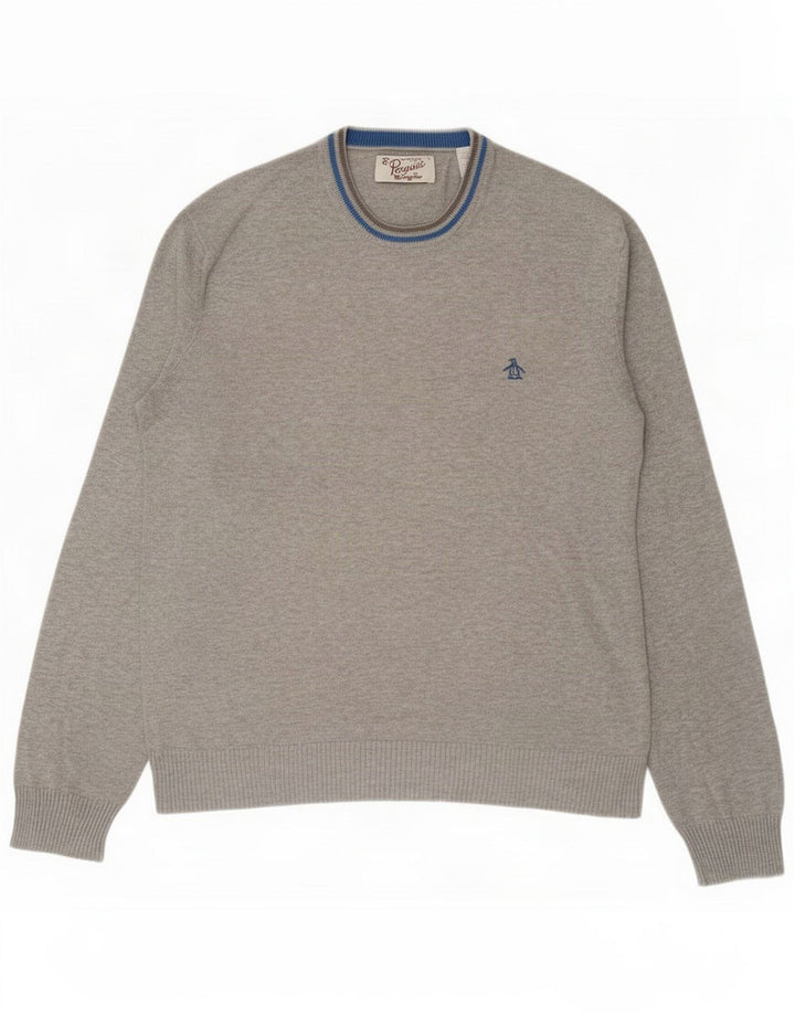 Penguin Herren-Pullover mit Rundhalsausschnitt, Mittelgrau