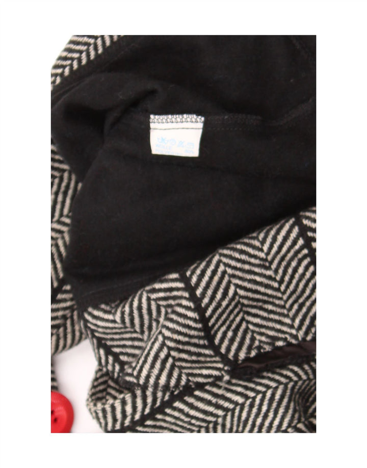 Vintage Damen Crop Batwing Blazer Jacke US 1 XS Schwarze Fischgrätenwolle