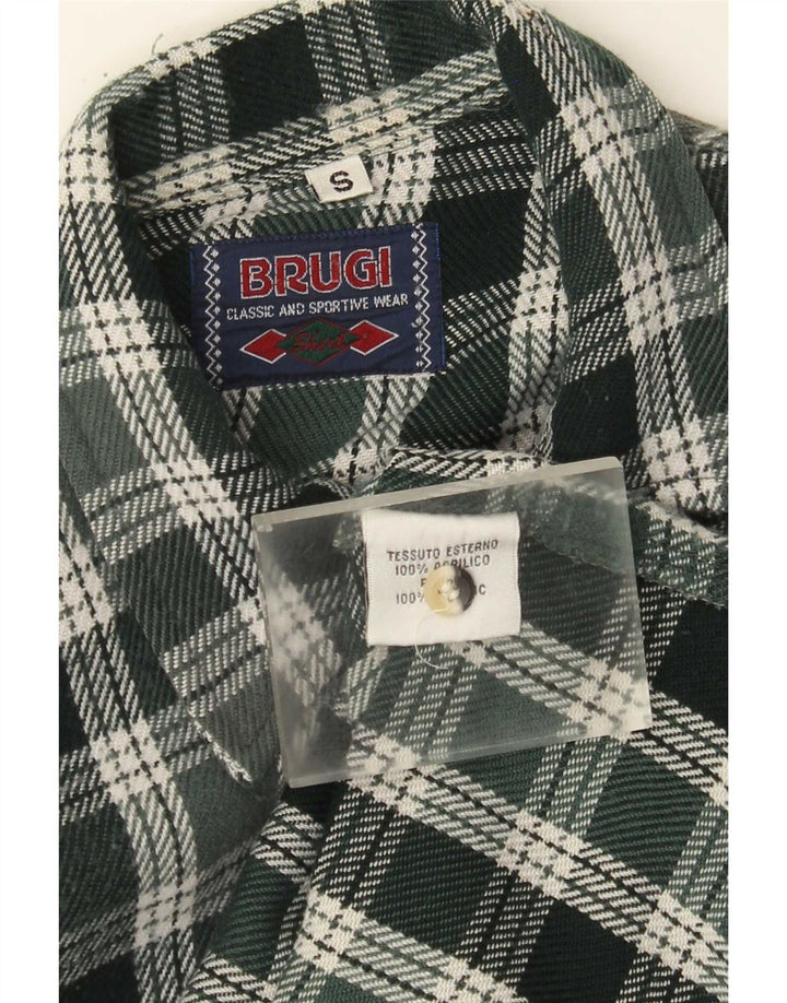 Brugi Herren-Overshirt mit durchgehendem Reißverschluss, Flanellhemd, klein, grün kariert, Acryl