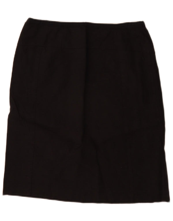Jigsaw Damen gerader Rock UK 12 Medium W28 Schwarz Leinen