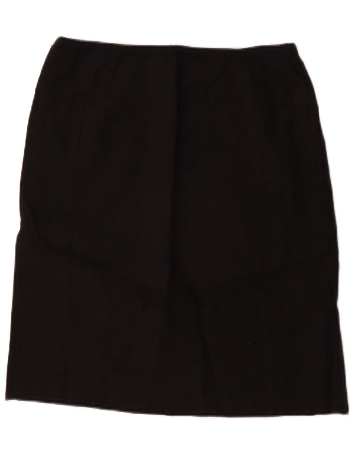 Jigsaw Damen gerader Rock UK 12 Medium W28 Schwarz Leinen