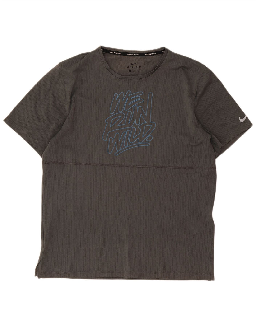 Nike Herren Dri Fit Grafik-T-Shirt-Oberteil aus mittelgrauem Polyester