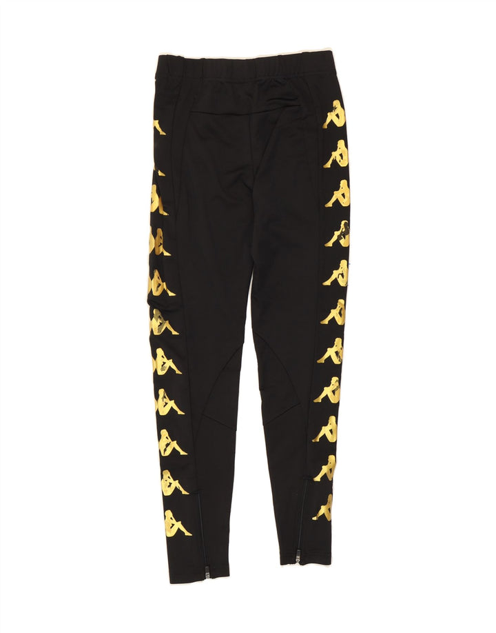 KAPPA Womens Graphic Leggings UK 4 XS  Black Vintage Kappa and Second-Hand Kappa from Messina Hembry 