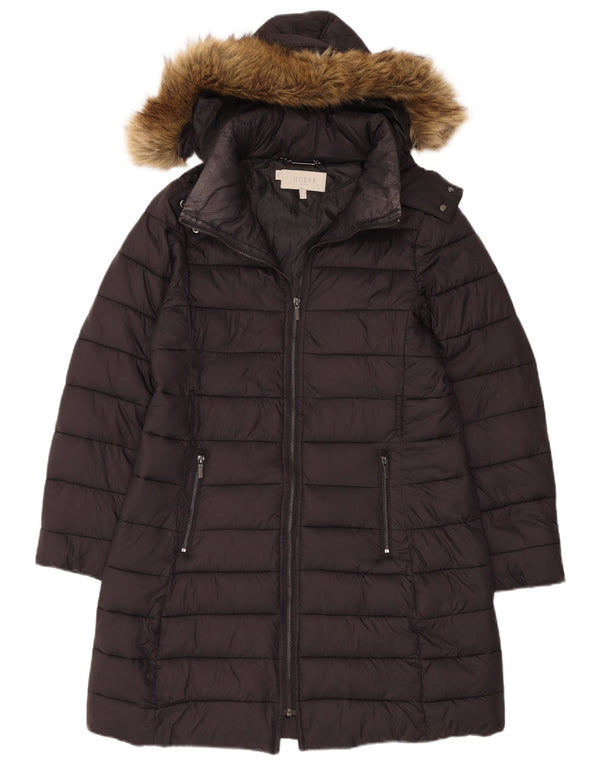 Hobbs Womens Hooded Padded Coat UK 12 Medium Black Polyamide