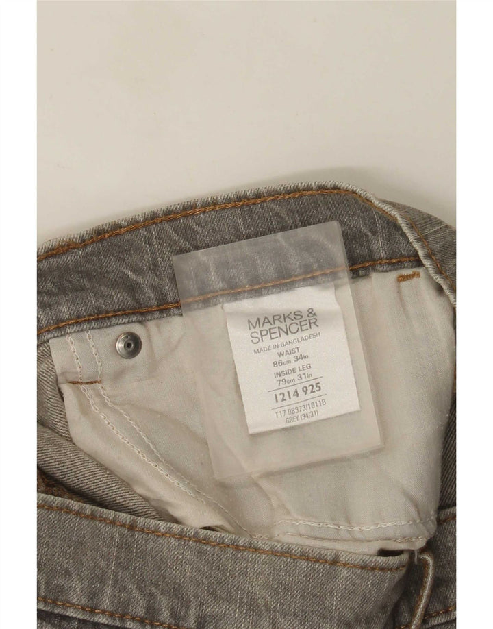 Marks & Spencer Herren Straight Jeans W34 L31 Graue Baumwolle