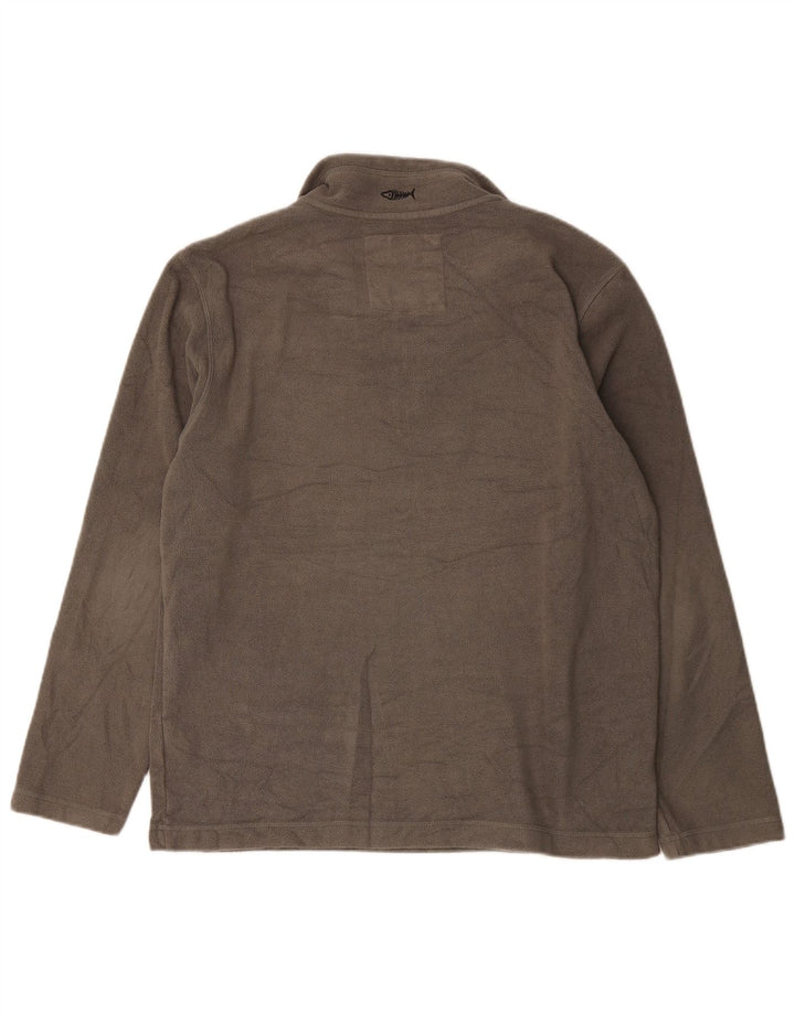 Weird Fish Herren-Fleecepullover mit Reißverschluss am Hals, mittelgraues Polyester