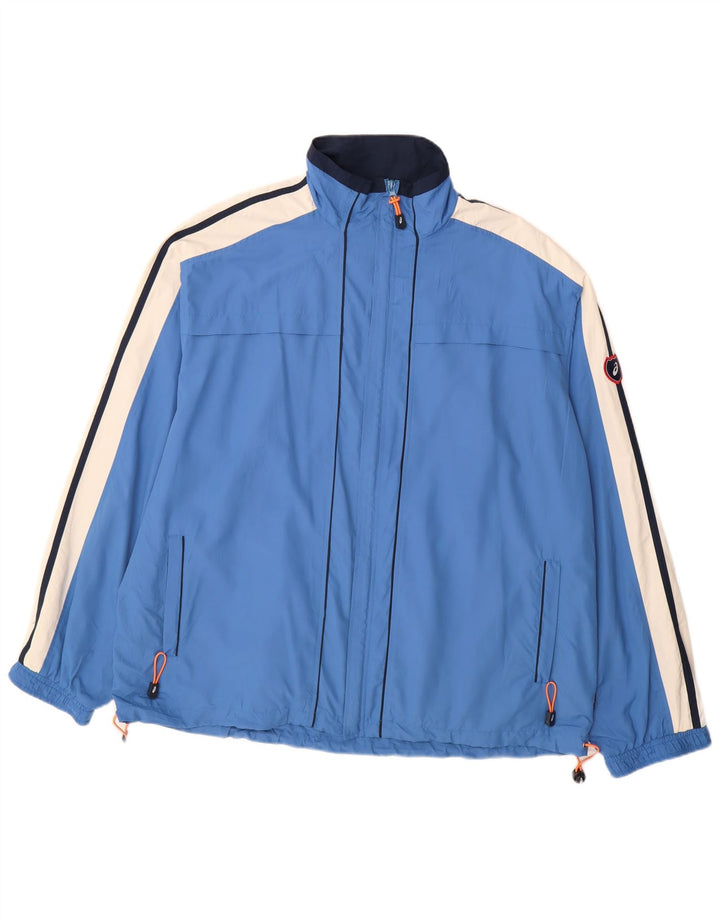 Asics Herren-Trainingsanzug-Top-Jacke, 2XL, blaues Colourblock-Polyester