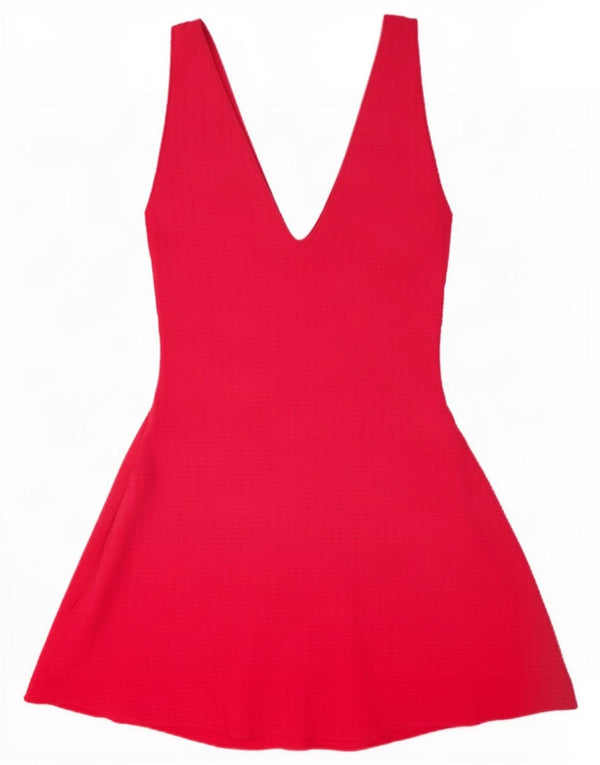 Zara Damen Ärmelloses A-Linien-Kleid UK 12 Mittelrosa Viskose