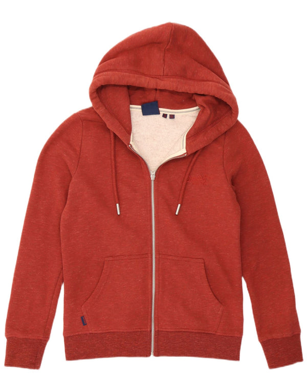 Superdry Damen-Kapuzenpullover mit Reißverschluss, Gr. 10, Größe S, Braun, Baumwolle