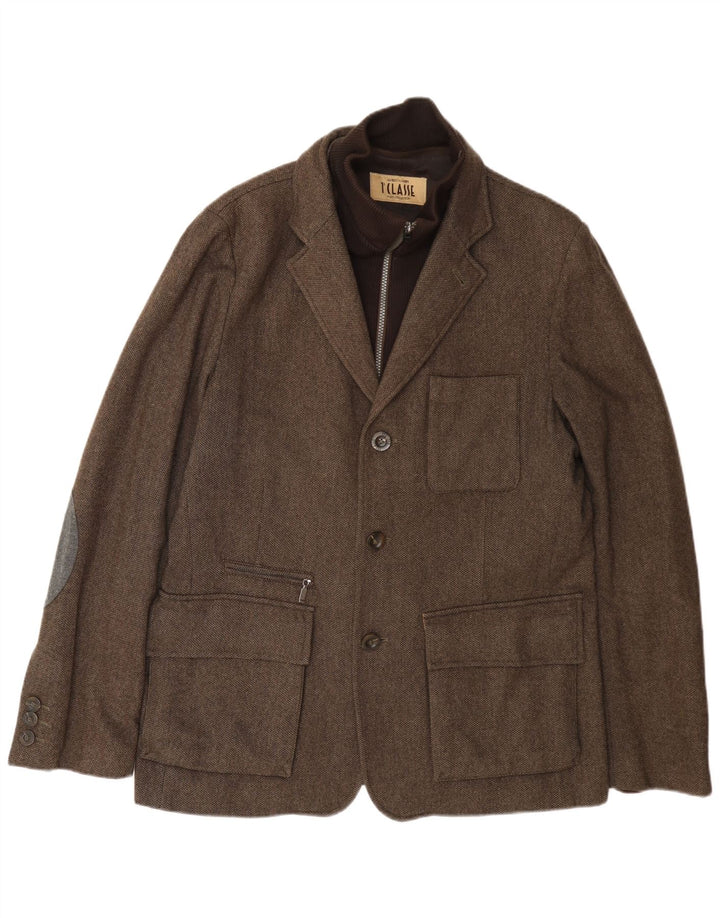 ALVIERO MARTINI Herren 3-Knopf-Blazerjacke IT 52 XL Braune Wolle