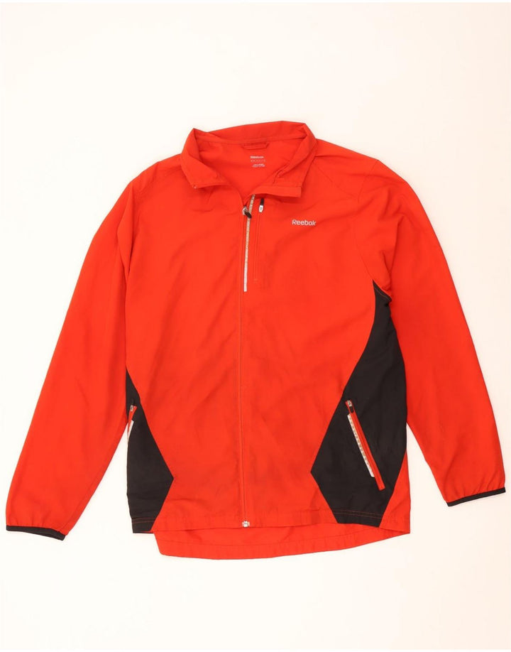 Reebok Herren-Trainingsanzug-Top-Jacke, großes rotes Farbblock-Polyester