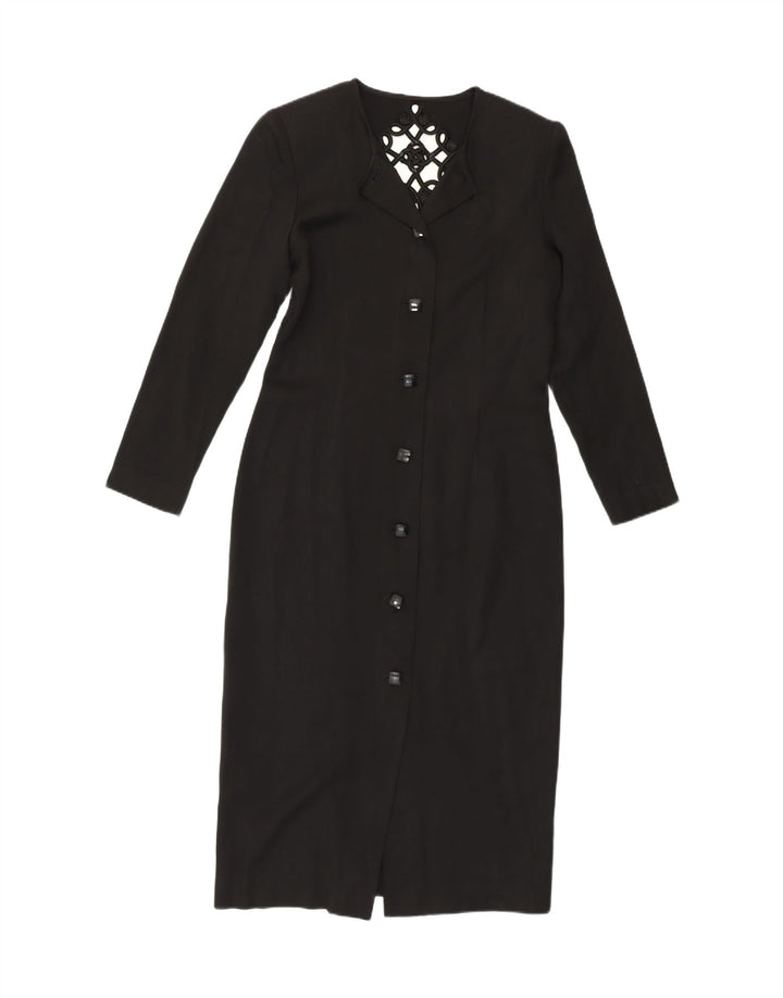 VINTAGE Womens Long Sleeve Sheath Dress UK 12 Medium Black Vintage Vintage and Second-Hand Vintage from Messina Hembry 