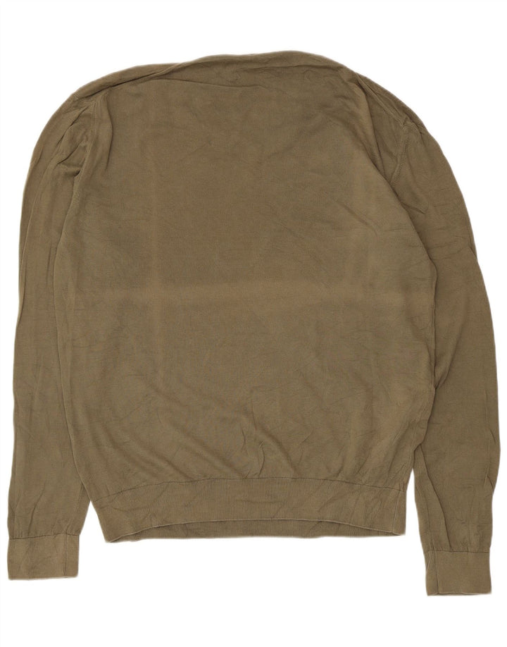 Trussardi Jeans Herren-Pullover mit V-Ausschnitt, Größe L, Khaki