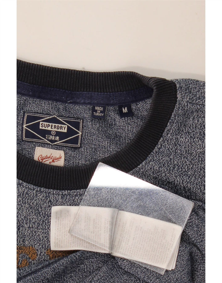 SUPERDRY Grafisches T-Shirt-Oberteil für Herren aus mittelblau gesprenkelter Baumwolle