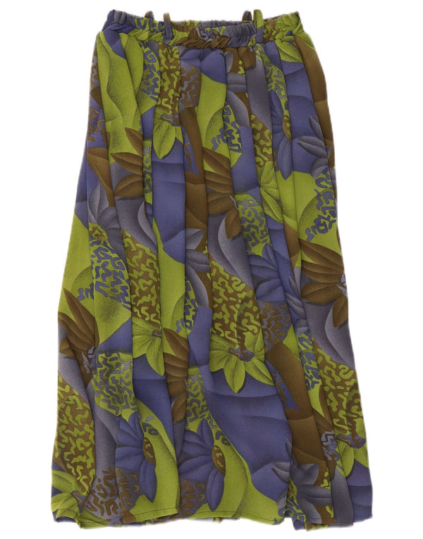Vintage Damen Faltenrock mit hoher Taille IT 46 Groß W24 Grün geblümt